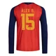 Men's Álex Baena Red Replica ＃15 Spain National Team FIFA X World Cup 2026 Home Long Sleeve Soccer Jersey