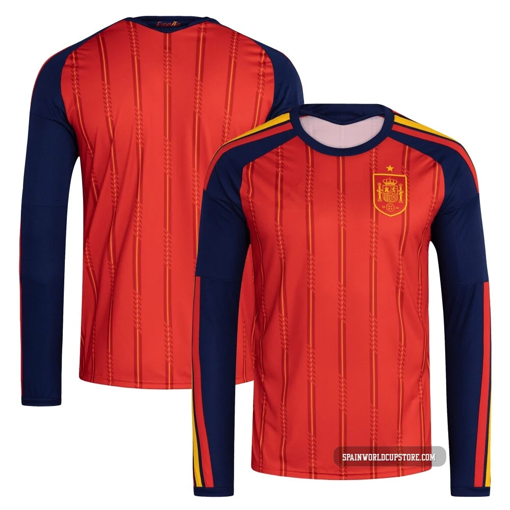 Men's Blank Red Replica Spain National Team FIFA X World Cup 2026 Home Long Sleeve Soccer Jersey
