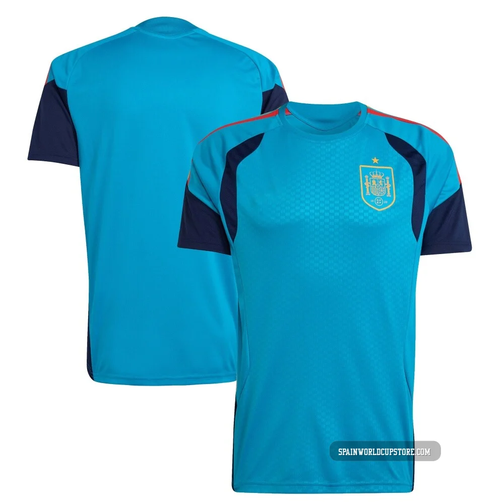 Men's Blank Replica Spain National Team Turquoise FIFA X World Cup 2026 Tiro Home Training Soccer Jersey