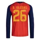 Men's Borja Iglesias Red Replica ＃26 Spain National Team FIFA X World Cup 2026 Home Long Sleeve Soccer Jersey