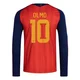 Men's Dani Olmo Red Replica ＃10 Spain National Team FIFA X World Cup 2026 Home Long Sleeve Soccer Jersey