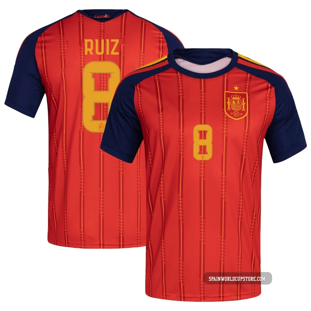 Men's Fabián Ruiz Red Replica ＃8 Spain National Team FIFA X World Cup 2026 Home Soccer Jersey