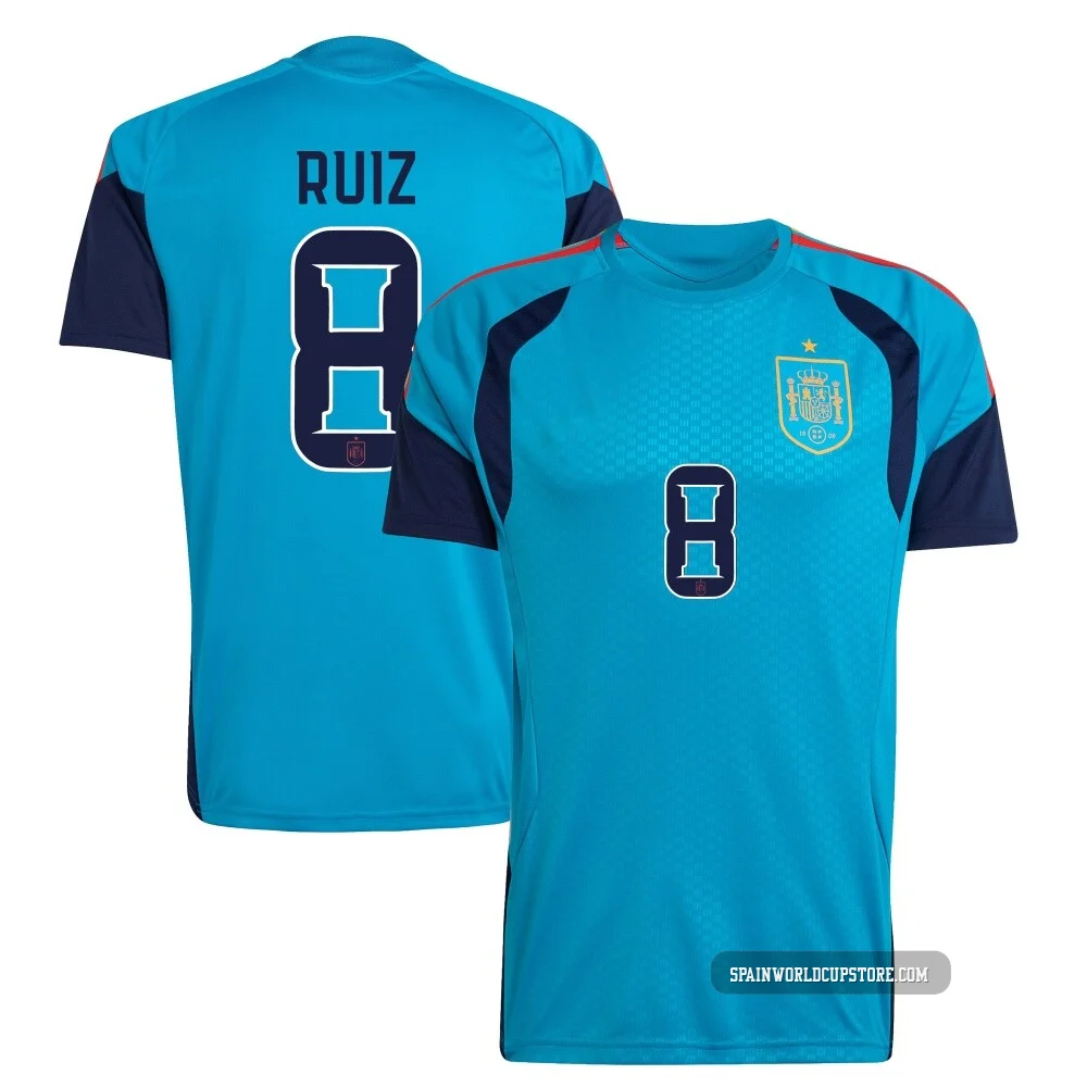 Men's Fabián Ruiz Replica ＃8 Spain National Team Turquoise FIFA X World Cup 2026 Tiro Home Training Soccer Jersey