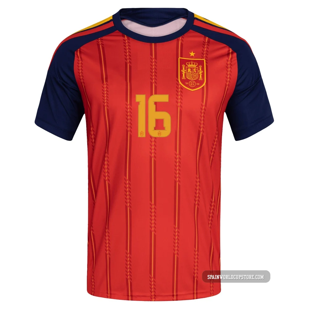 Men's Fermín López Red Replica ＃16 Spain National Team FIFA X