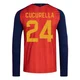 Men's Marc Cucurella Red Replica ＃24 Spain National Team FIFA X World Cup 2026 Home Long Sleeve Soccer Jersey