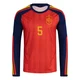 Men's Marcos Llorente Red Replica ＃5 Spain National Team FIFA X World Cup 2026 Home Long Sleeve Soccer Jersey