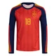 Men's Martín Zubimendi Red Replica ＃18 Spain National Team FIFA X World Cup 2026 Home Long Sleeve Soccer Jersey