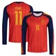 Men's Yéremy Pino Red Replica ＃11 Spain National Team FIFA X World Cup 2026 Home Long Sleeve Soccer Jersey
