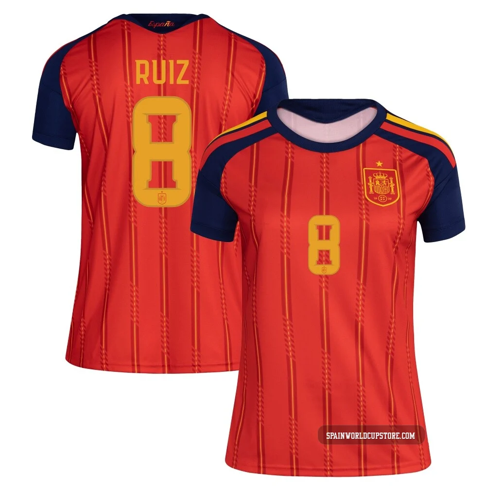 Women's Fabián Ruiz Red Replica ＃8 Spain National Team FIFA X World Cup 2026 Home Soccer Jersey