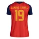 Women's Lamine Yamal Red Replica ＃19 Spain National Team FIFA X World Cup 2026 Home Soccer Jersey