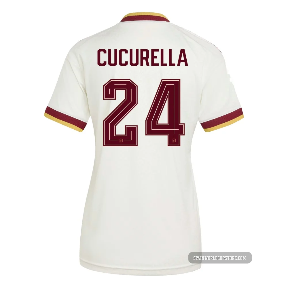 Women's Marc Cucurella White Replica ＃24 Spain National Team Away