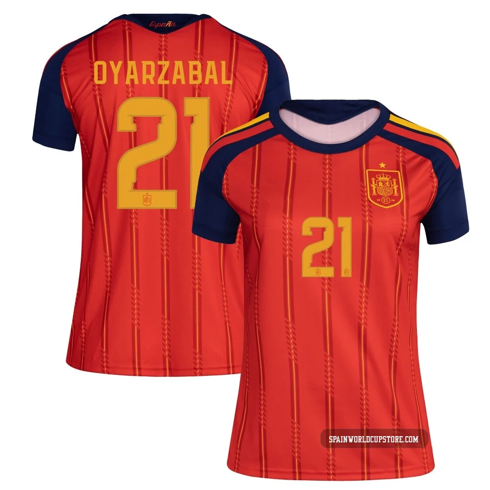 Women's Mikel Oyarzabal Red Replica ＃21 Spain National Team FIFA X World Cup 2026 Home Soccer Jersey