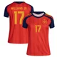 Women's Nico Williams Red Replica ＃17 Spain National Team FIFA X World Cup 2026 Home Soccer Jersey