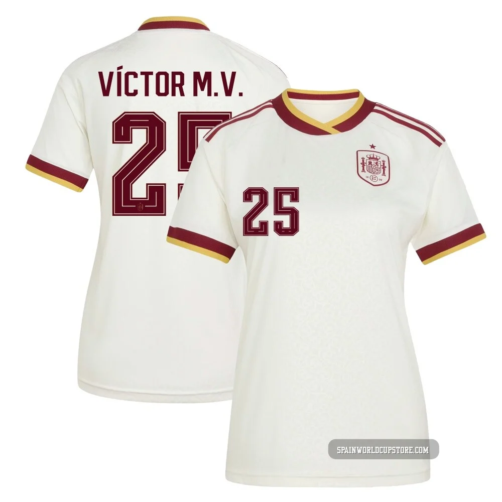 Men's Víctor Muñoz Replica ＃25 Spain National Team Turquoise FIFA