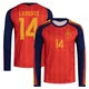 Youth Aymeric Laporte Red Replica ＃14 Spain National Team FIFA X World Cup 2026 Home Long Sleeve Soccer Jersey