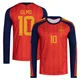 Youth Dani Olmo Red Replica ＃10 Spain National Team FIFA X World Cup 2026 Home Long Sleeve Soccer Jersey