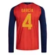 Youth Eric García Red Replica ＃4 Spain National Team FIFA X World Cup 2026 Home Long Sleeve Soccer Jersey