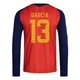 Youth Joan García Red Replica ＃13 Spain National Team FIFA X World Cup 2026 Home Long Sleeve Soccer Jersey