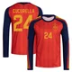 Youth Marc Cucurella Red Replica ＃24 Spain National Team FIFA X World Cup 2026 Home Long Sleeve Soccer Jersey