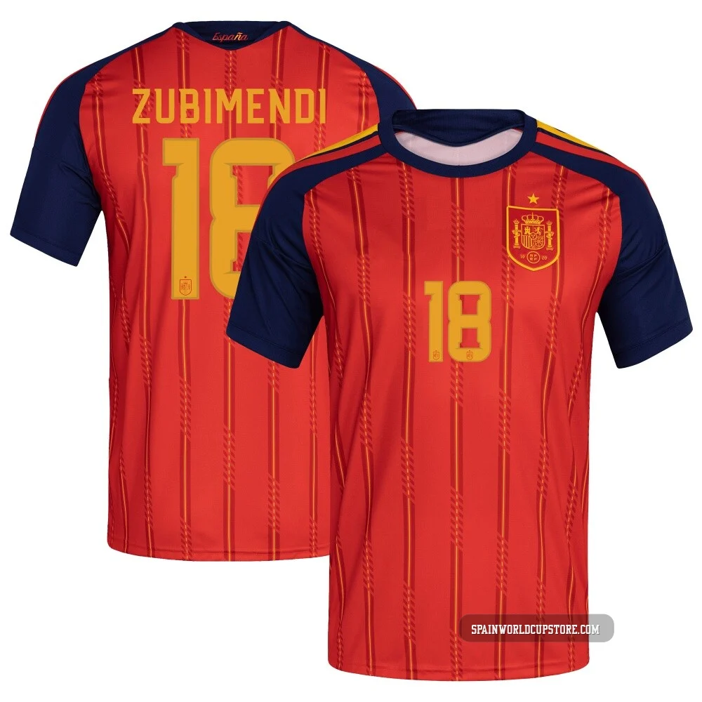 Youth Martín Zubimendi Red Replica ＃18 Spain National Team FIFA X World Cup 2026 Home Soccer Jersey