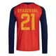 Youth Mikel Oyarzabal Red Replica ＃21 Spain National Team FIFA X World Cup 2026 Home Long Sleeve Soccer Jersey