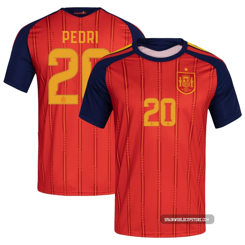 Youth Pedri Red Replica ＃20 Spain National Team FIFA X World Cup 2026 Home Soccer Jersey