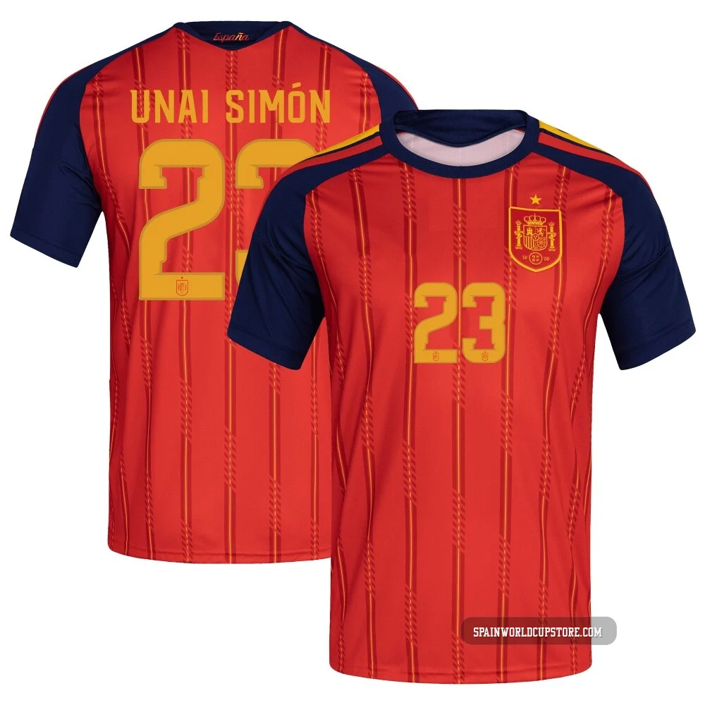 Youth Unai Simón Red Replica ＃23 Spain National Team FIFA X World Cup 2026 Home Soccer Jersey