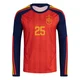 Youth Víctor Muñoz Red Replica ＃25 Spain National Team FIFA X World Cup 2026 Home Long Sleeve Soccer Jersey
