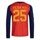 Youth Víctor Muñoz Red Replica ＃25 Spain National Team FIFA X World Cup 2026 Home Long Sleeve Soccer Jersey